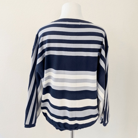 Catherine Malandrino Sweater Large Blue Striped Wide Sleeve NWT - Picture 4 of 5